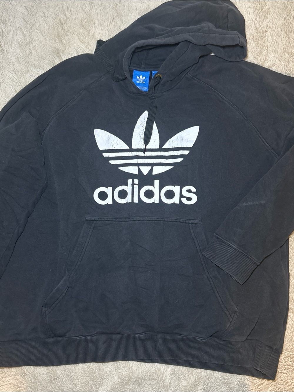 adidas Black Hoodie with White Trefoil Logo